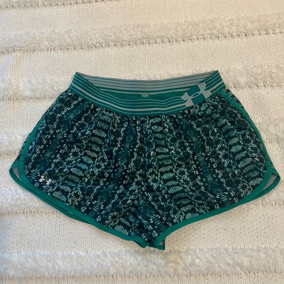 Under armor shorts athletic lined panties pocket teal green women size S small - Picture 1 of 8